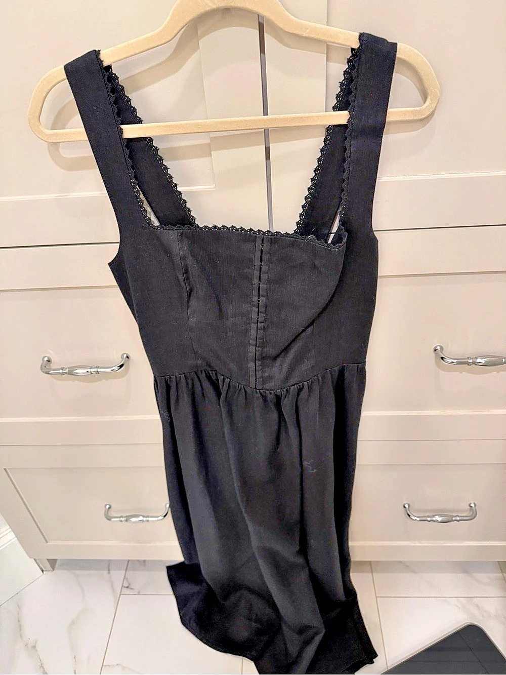 Reformation Tagliatelle Linen Dress Black Mini Dress Size 8
